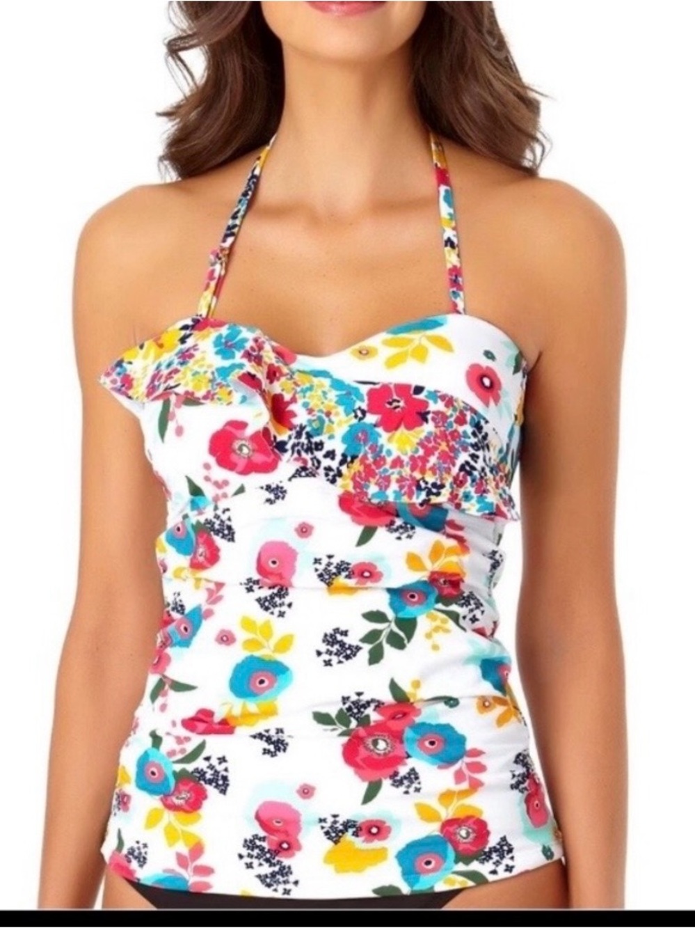 Liz Claiborne floral ruched tankini top 
Size Large